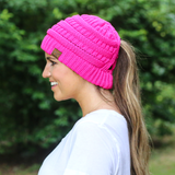 CCB-1 C.C Criss Cross Beanie Neon Hot Pink