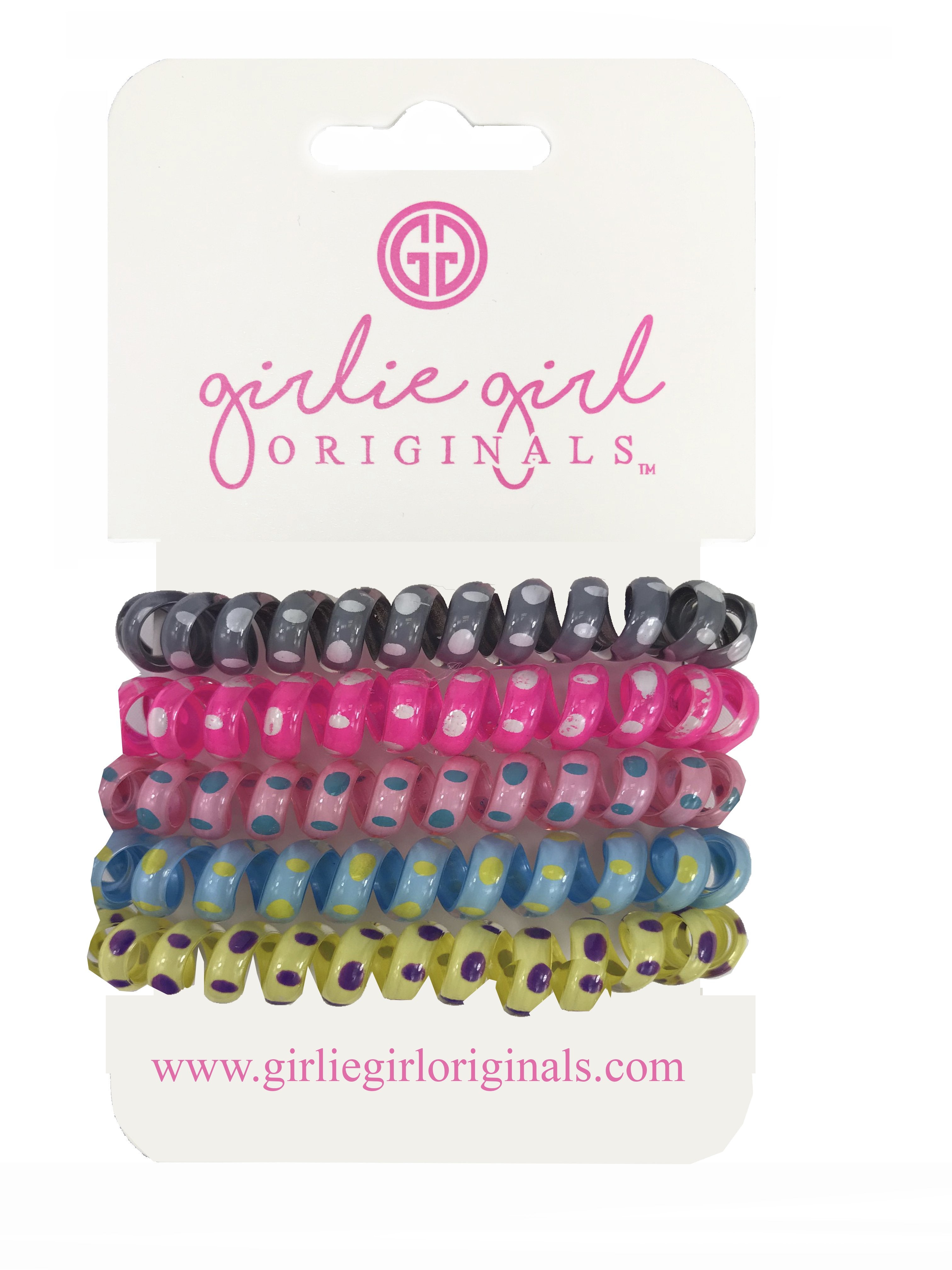 TC-DOT 13 Gry/Yel Telephone Cord Hair Ties