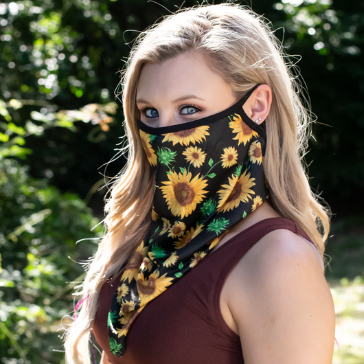 FB-2020 FACE BANDANA SUNFLOWER BLACK