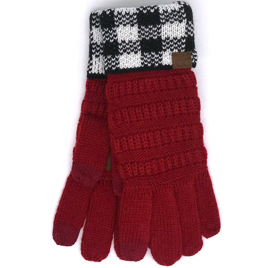 G-17 GLOVE BUFFALO PLAID CUFF RED WHITE/BLACK