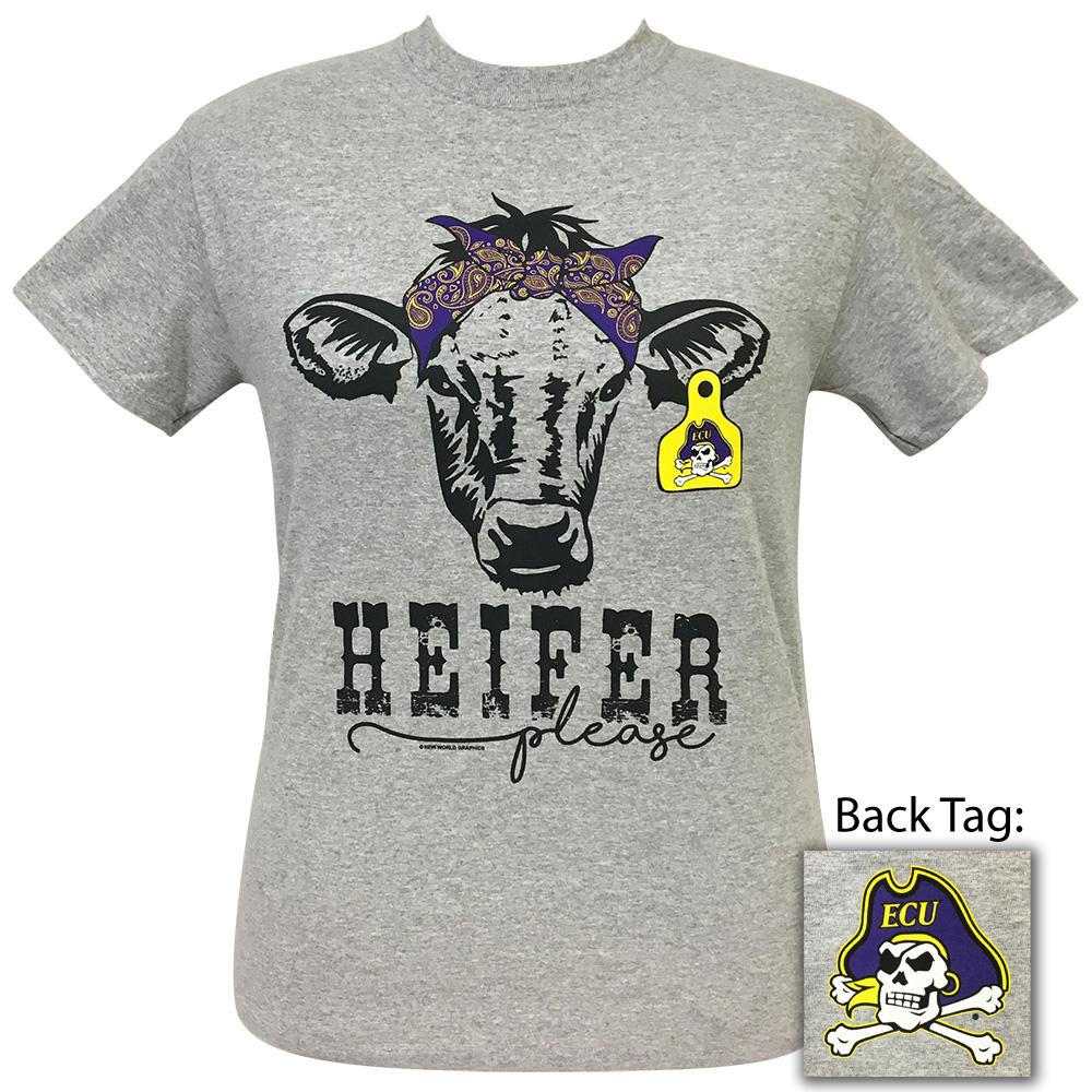 Heifer Please East Carolina Sports Grey Short Sleeve