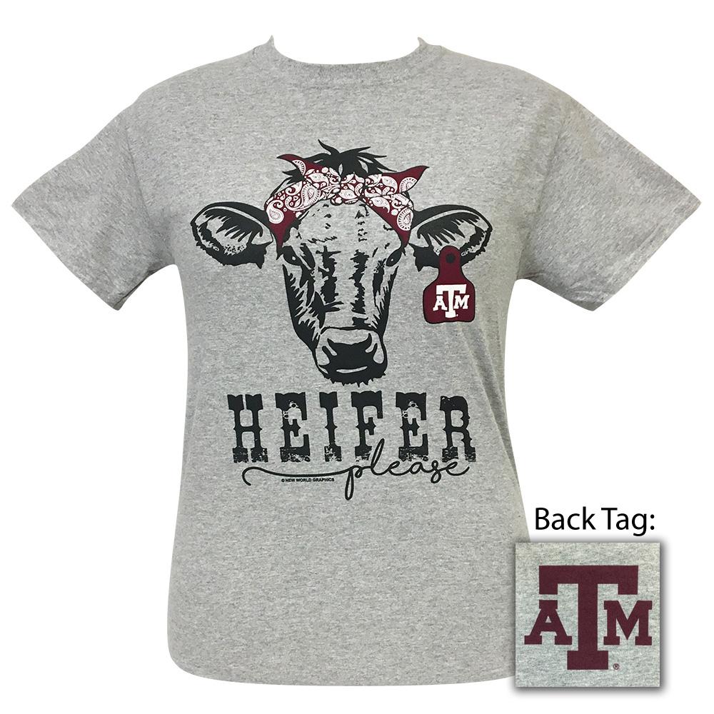 Heifer Please Texas A&M Sports Grey Short Sleeve