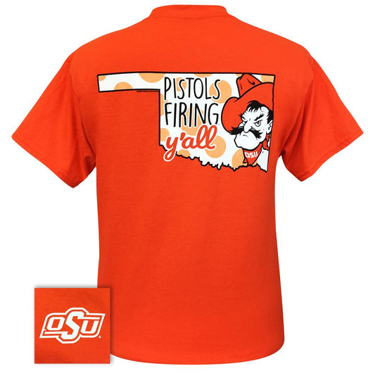 Pistols Firing Y'all Orange Short Sleeve