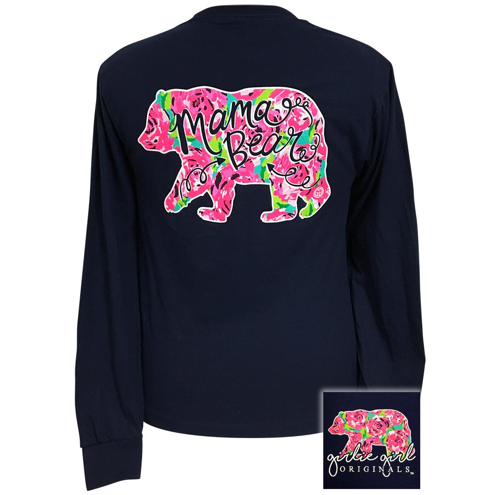 Mama Bear Floral-Navy LS-1851