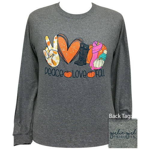 Peace Love Fall Graphite Heather LS-2335 – girliegirloriginals