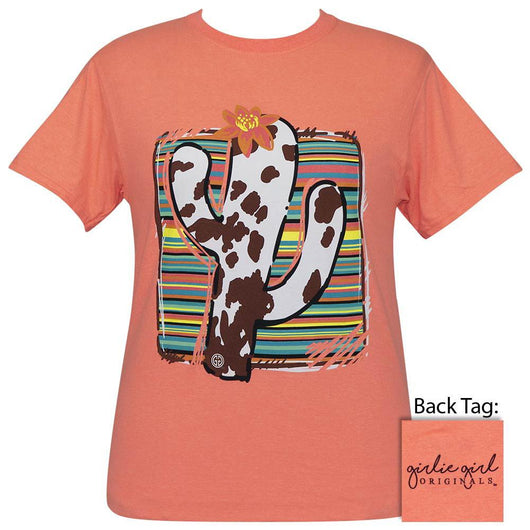 Serape Cactus Cow  - Retro Heather Coral SS-2400