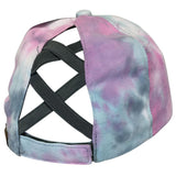 BT-791 C.C Criss Cross Tie Dye Pony Cap BABY PINK