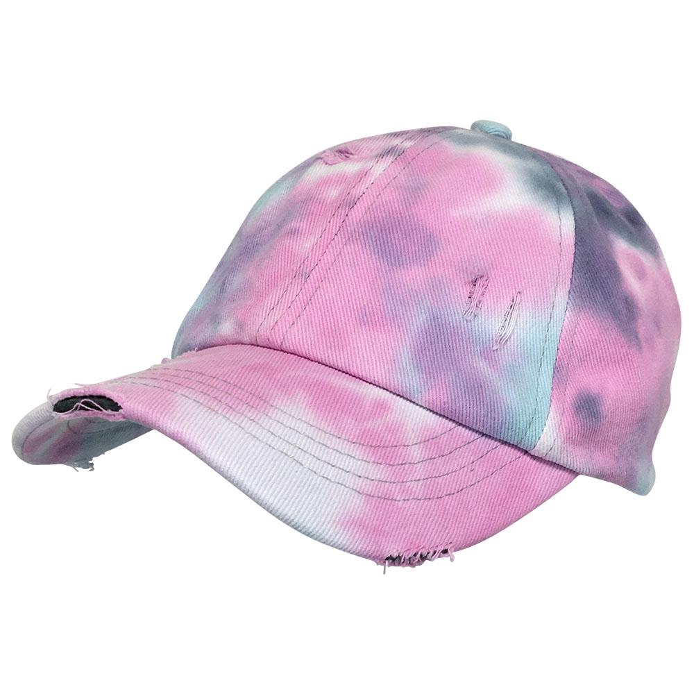 BT-791 C.C Criss Cross Tie Dye Pony Cap BABY PINK