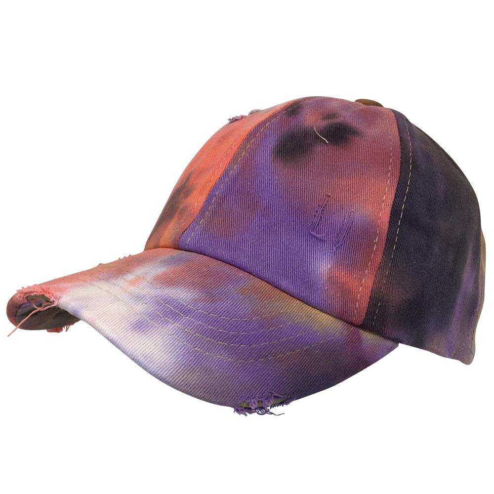 BT-791 C.C Criss Cross Tie Dye Pony Cap CORAL