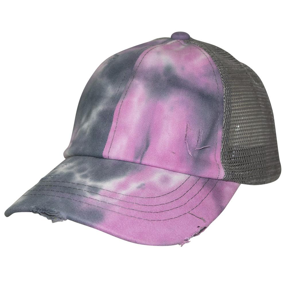 BT-924 C.C Criss Cross Pony Cap Tie Dye Grey/Grey