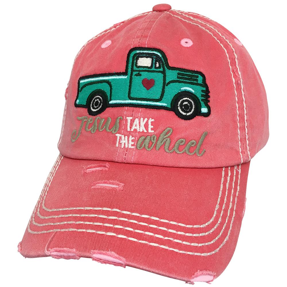 KBV 1235 Jesus Take The Wheel Cap Hot Pink girliegirloriginals