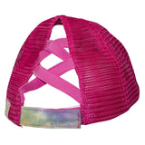 BT-791 Kids C.C Criss Cross Pony Cap Tie Dye Hot Pink/Hot Pink