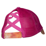 BT-791 Kids C.C Criss Cross Pony Cap Tie Dye Orange/Hot Pink