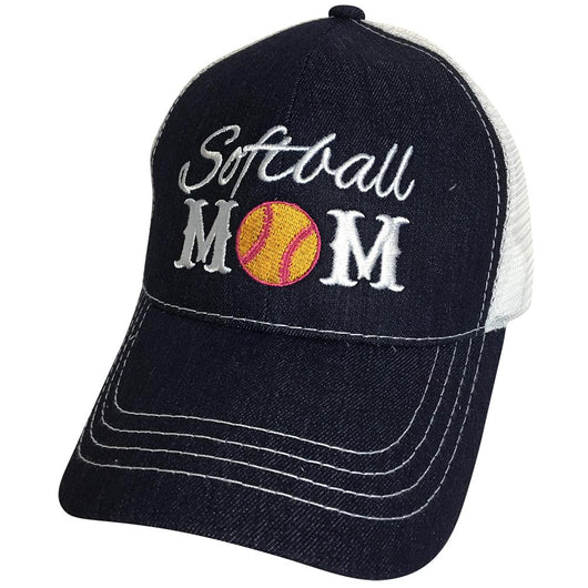 Softball Mom Denim Baseball Cap