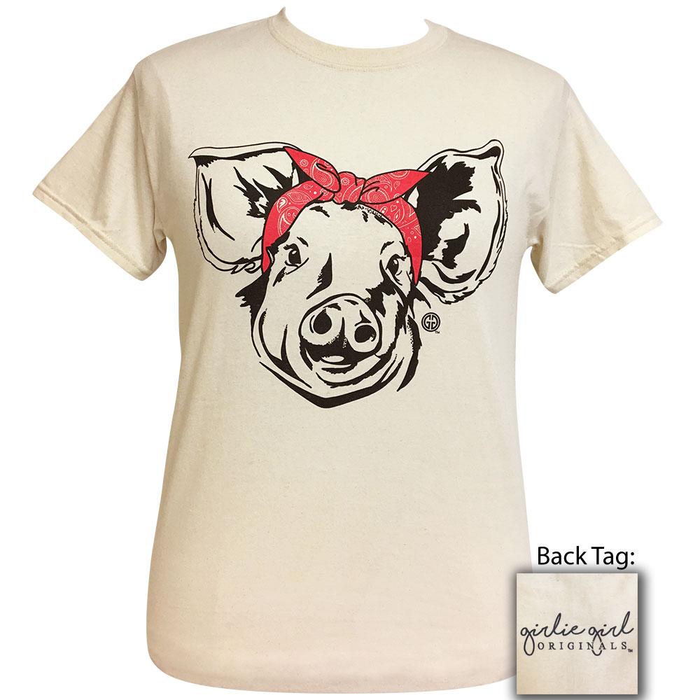 Paisley Bandana Pig Natural Short Sleeve Tee