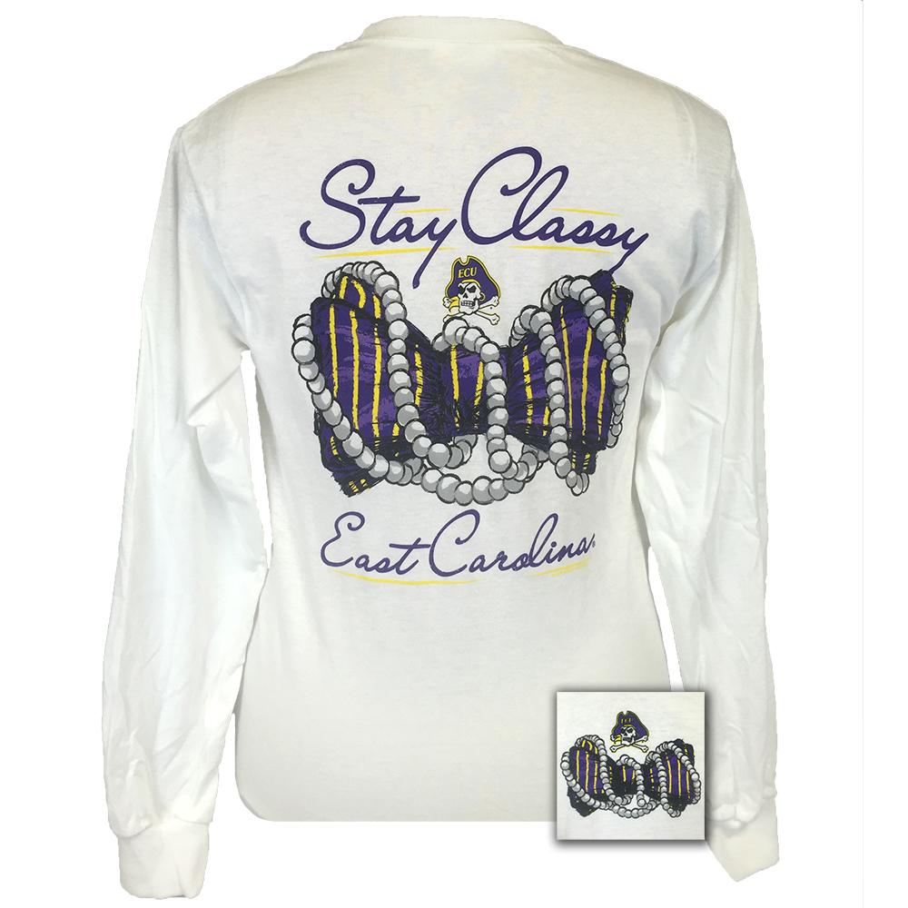 East Carolina Stay Classy White Long Sleeve