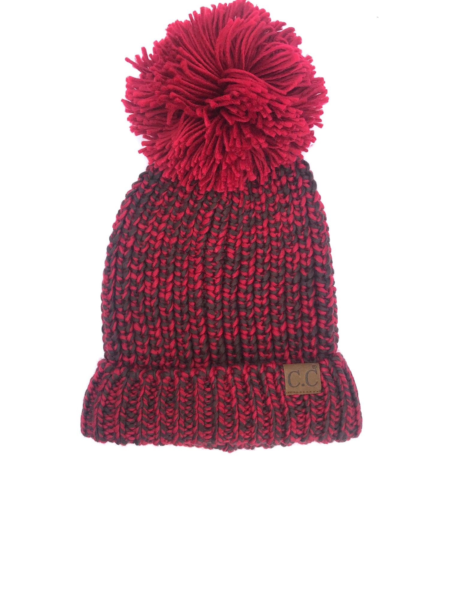 HAT-123 BURGUNDY COFFEE CHUNKY BEANIE