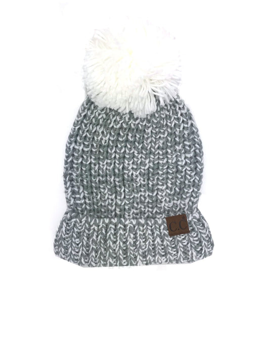 HAT-123 NATURAL GREY IVORY CHUNKY BEANIE