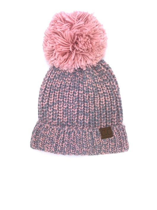 HAT-123 ROSE GREY CHUNKY BEANIE