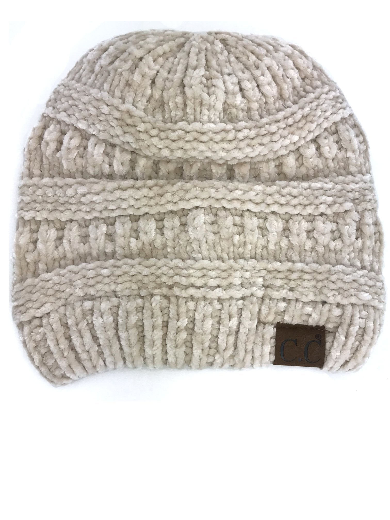 Hat-30 BEIGE VELOUR BEANIE