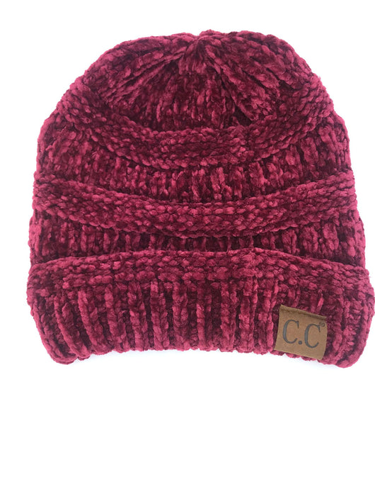 Hat-30 BURGUNDY VELOUR BEANIE