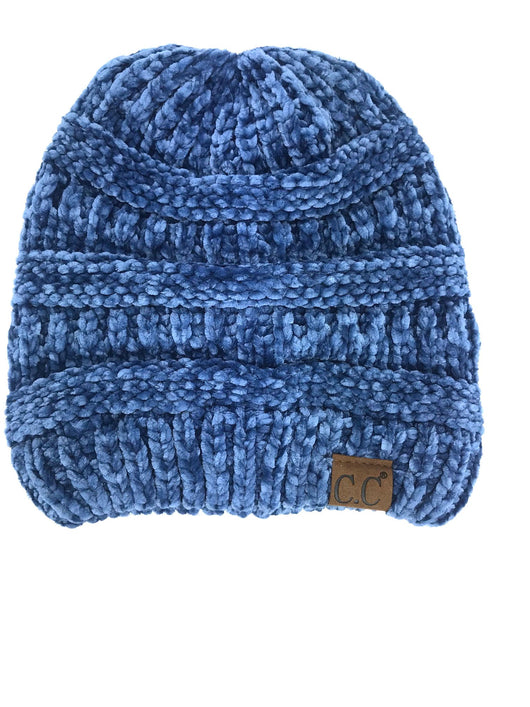 Hat-30 DARK DENIM VELOUR BEANIE