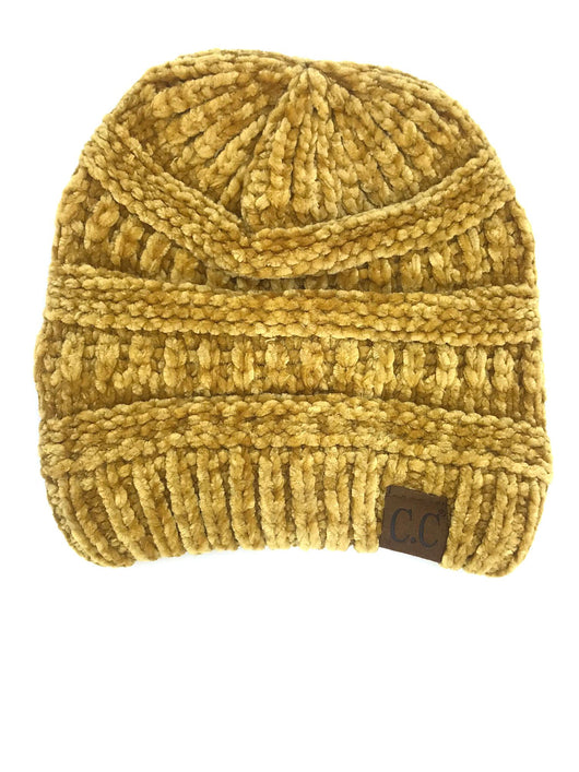 Hat-30 MUSTARD VELOUR BEANIE