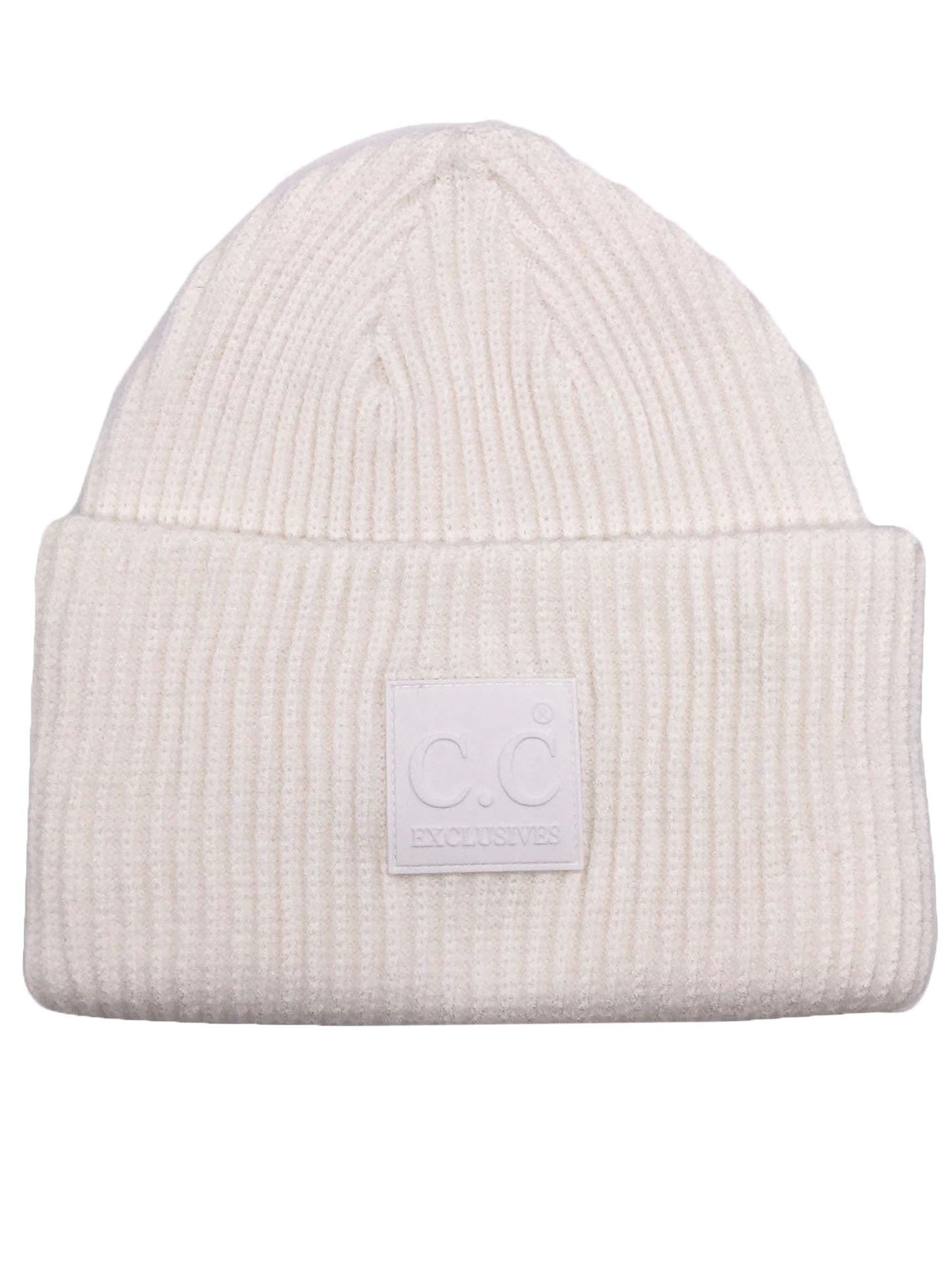 HAT-7007 Beanie with Rubber Patch Ivory