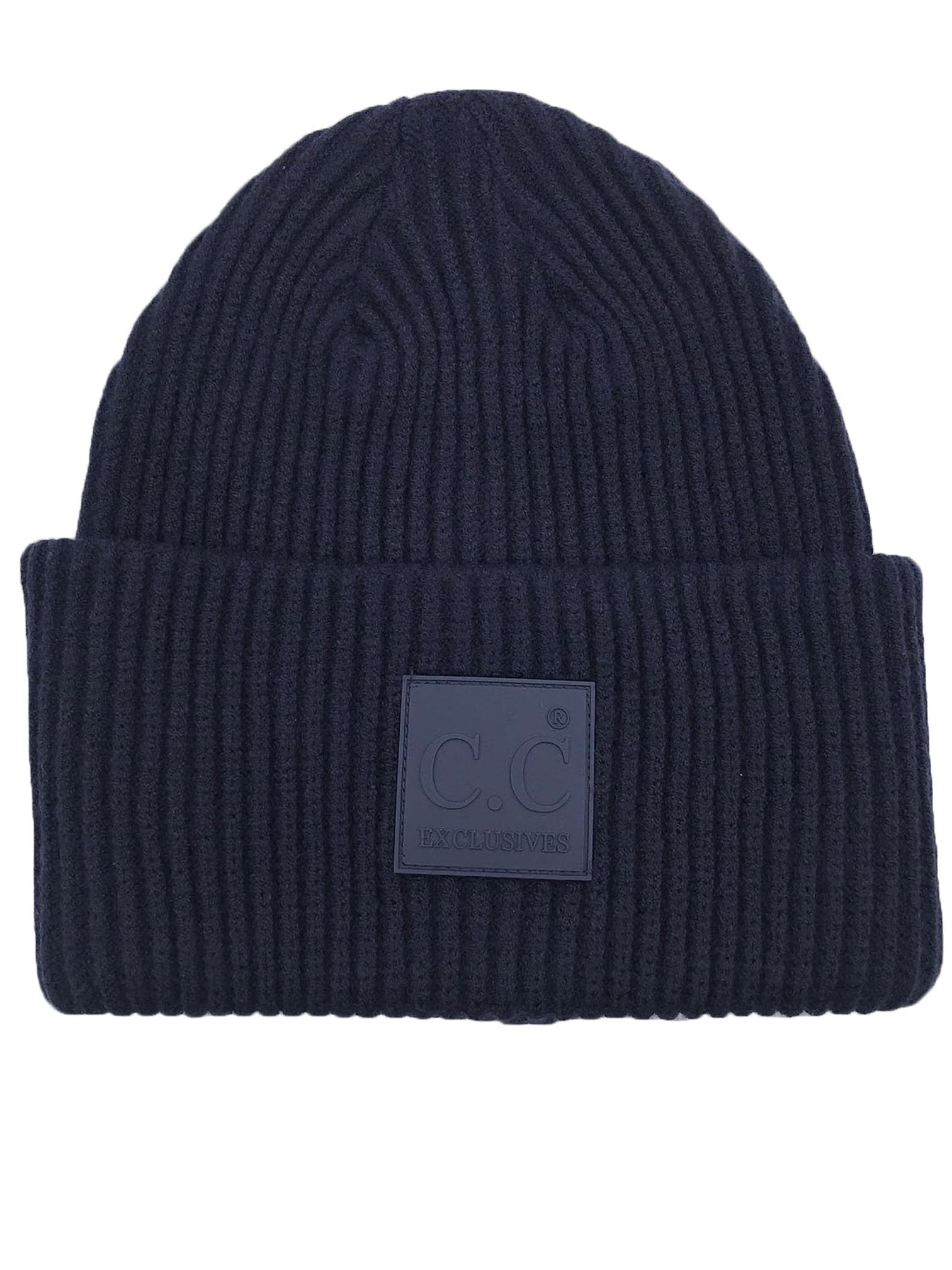 HAT-7007 Beanie with Rubber Patch Navy