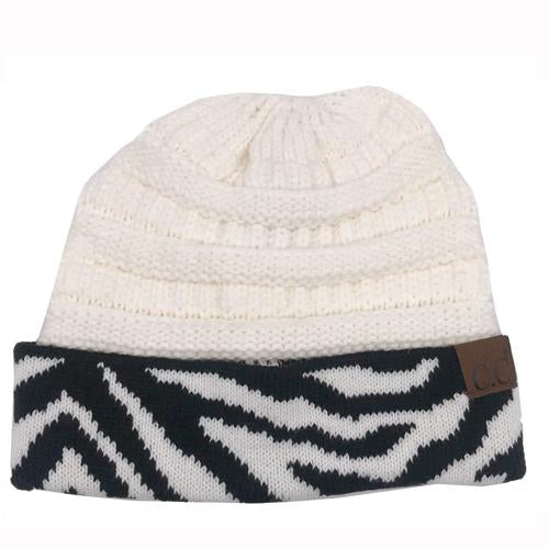 HAT-75 Ivory Zebra Print