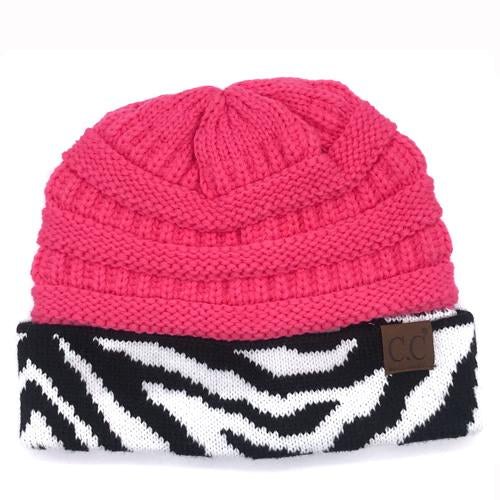 HAT-75 New Candy Pink Zebra Print