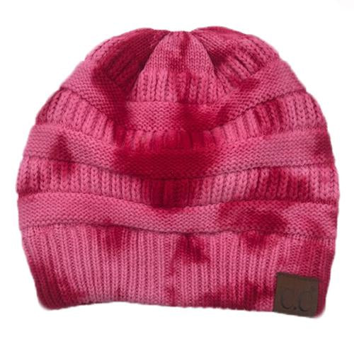 HAT-821 Red/Pink Tie Dye Beanie