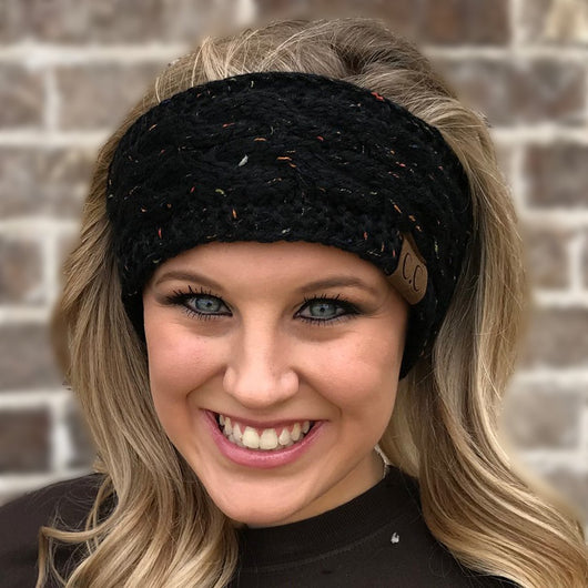 HW-33 BLACK SPECKLED HEADWRAP