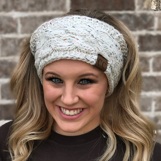 HW-33 IVORY SPECKLED HEADWRAP