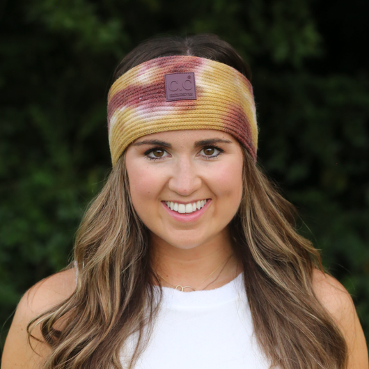 HW-7380 Tie Dye Headwrap with C.C Rubber Patch - Antique Moss/Wild Ginger