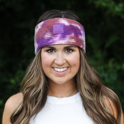 HW-7380 Tie Dye Headwrap with C.C Rubber Patch - Iris/Wild Ginger