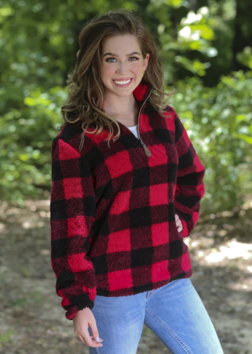 SH-4588-2 BUFFALO PLAID RED-BLACK SHERPA – girliegirloriginals SH-4588-2 BUFFALO PLAID RED-BLACK SHERPA – girliegirloriginals
