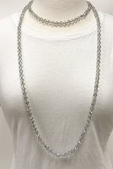 NK-2244 IRI LIGHT GREY 60" hand knotted glass bead necklace