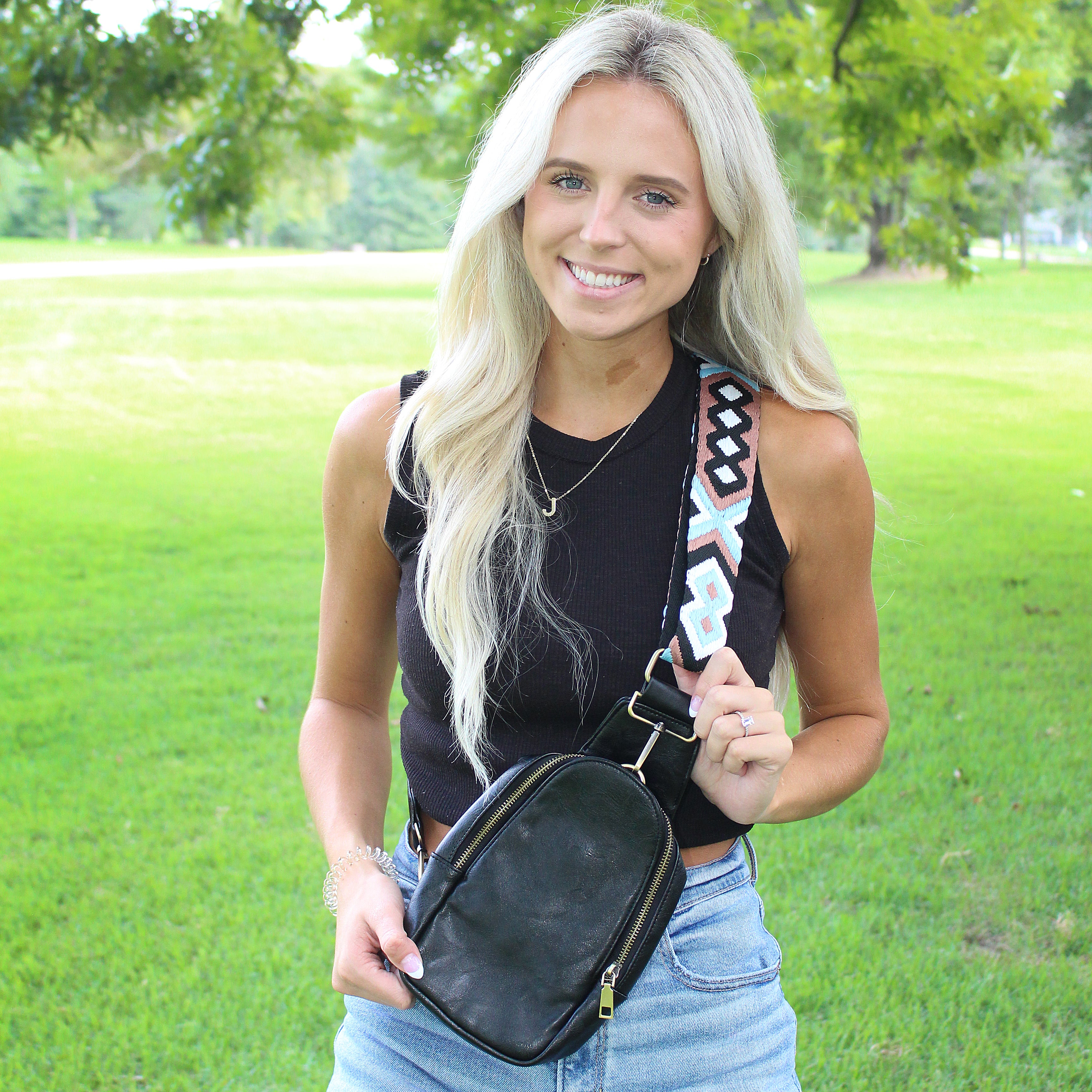 Simply Southern Sherpa Belt Bag for Women in Black