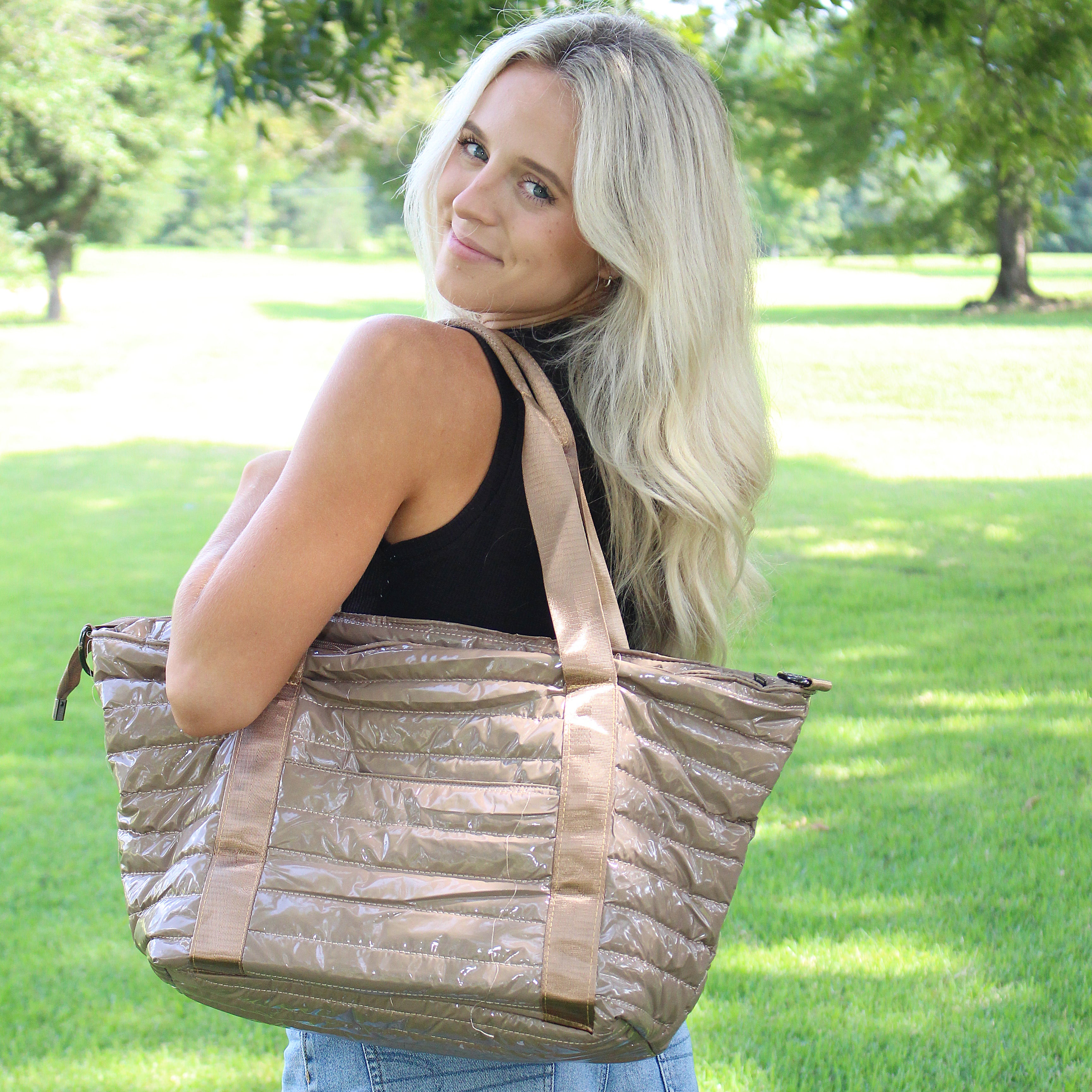QT-9605 Puffer Tote Taupe