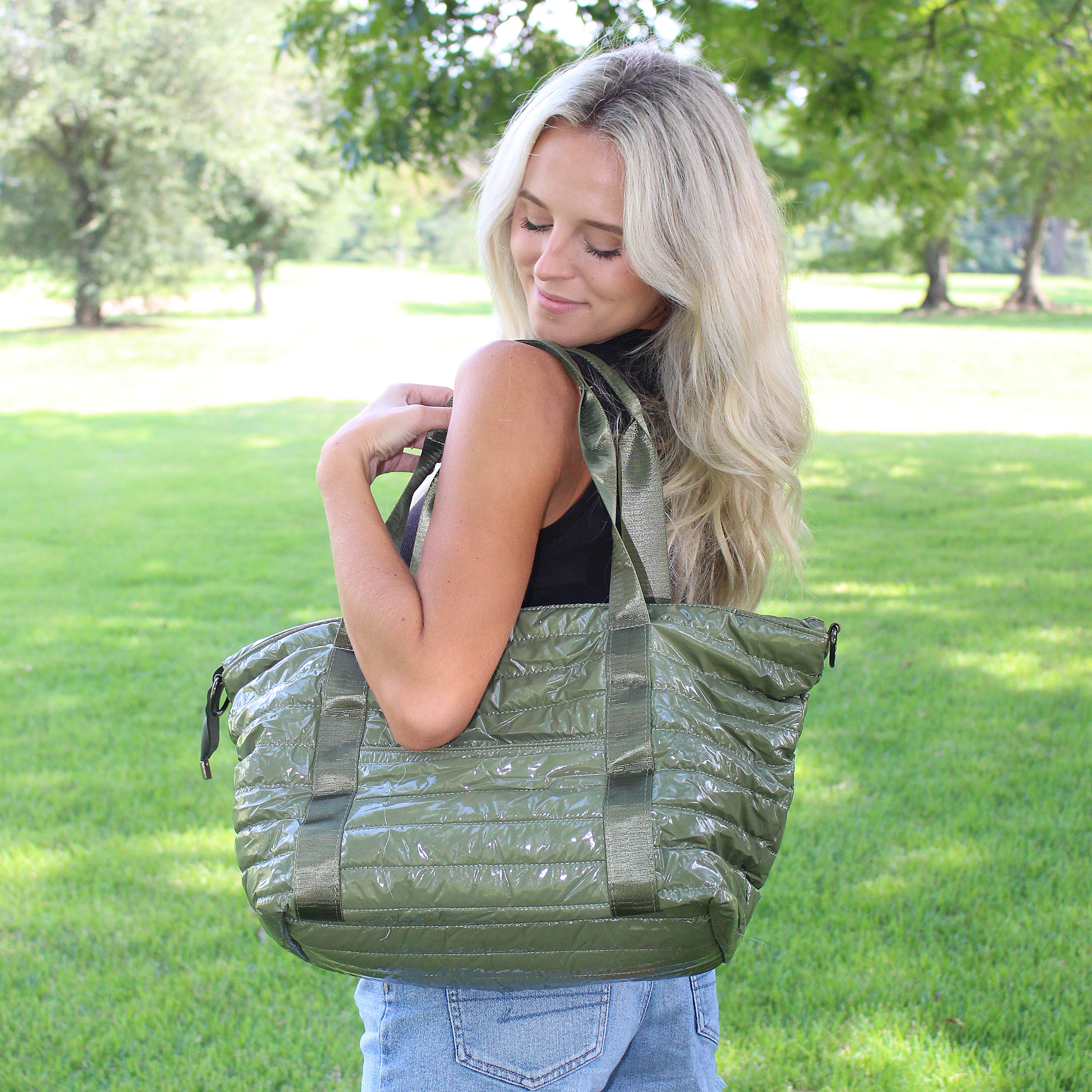 QT-9605 Puffer Tote Olive