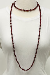 NK-2244 RED 60" hand knotted glass bead necklace