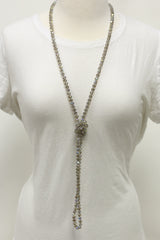 NK-2244 IRI TAUPE 60" hand knotted glass bead necklace