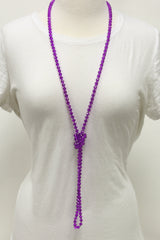 NK-2244 PURPLE 60" hand knotted glass bead necklace