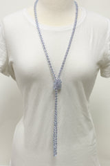 NK-2244 CLEAR LIGHT PUR 60" hand knotted glass bead necklace