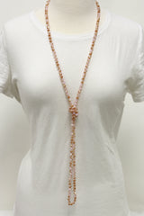 NK-2244 PINK 2-TONE 60" hand knotted glass bead necklace