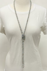 NK-2244 IRI GREY 60" hand knotted glass bead necklace