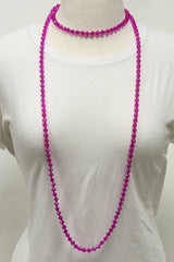 NK-2244 HOT PINK 60" hand knotted glass bead necklace