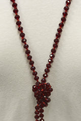 NK-2244 RED 60" hand knotted glass bead necklace