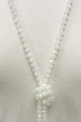 NK-2244 WHITE 60" hand knotted glass bead necklace